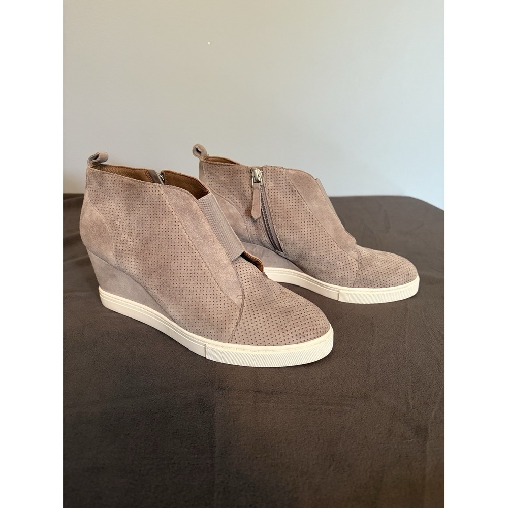 Linea Paolo Felicia Perforated Slip-On Wedge Sneaker Light Gray 8.5